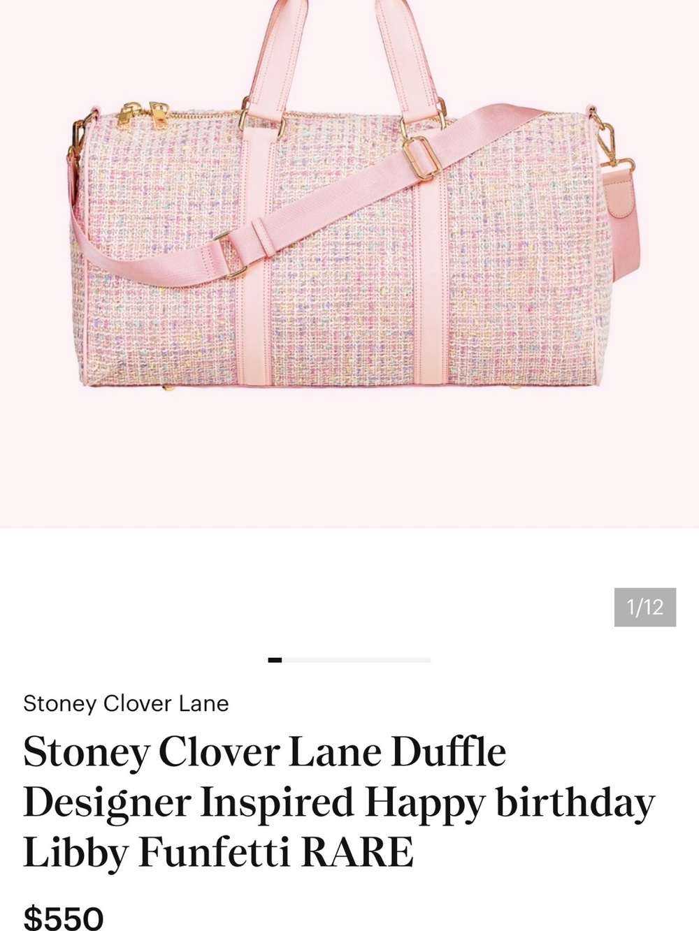 Libby Stoney Clover Lane Pink Tweed 3 Piece Set  with Gold Hardware - Picture 6 of 16